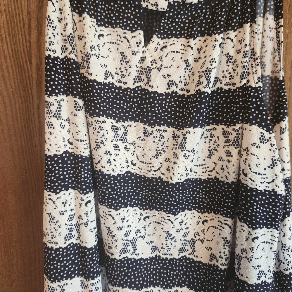 Perceptions Navy and White Striped Sleeveless Dress - Picture 2 of 4
